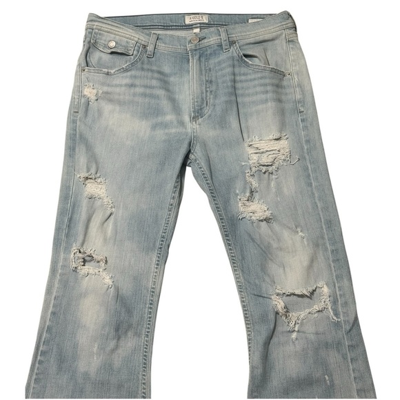 AGOLDE Light Blue Distressed Wide Leg Jeans Mid Rise Sz 27 Joyce Designer Denim - Picture 3 of 9